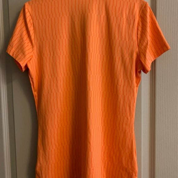 Nike Golf Women's Size S Polo 5 Button Short Sleeve Orange Stripe Shirt - Picture 5 of 5
